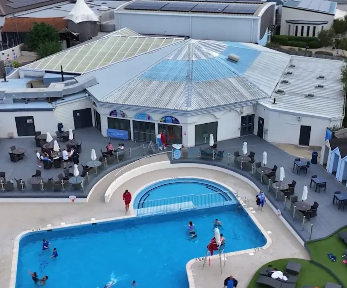 Decking around a Pool at Littlesea Holiday Park